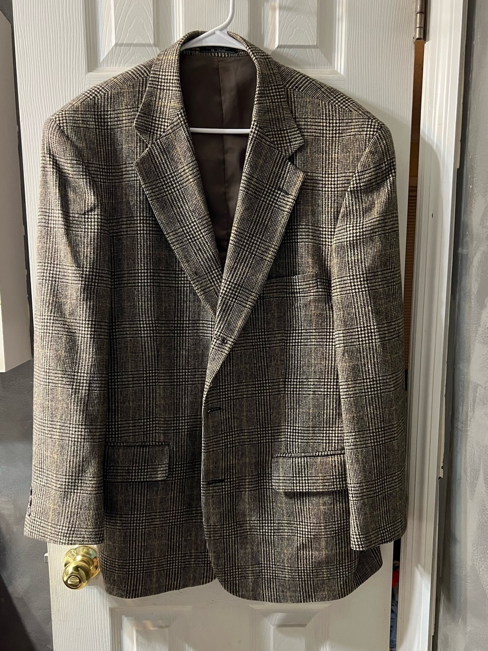 Vintage Haspel 100% Camel Hair Glen Plaid Sport Coat Approx. Men’s XL